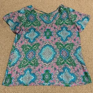 Blue, green, and pink blouse!